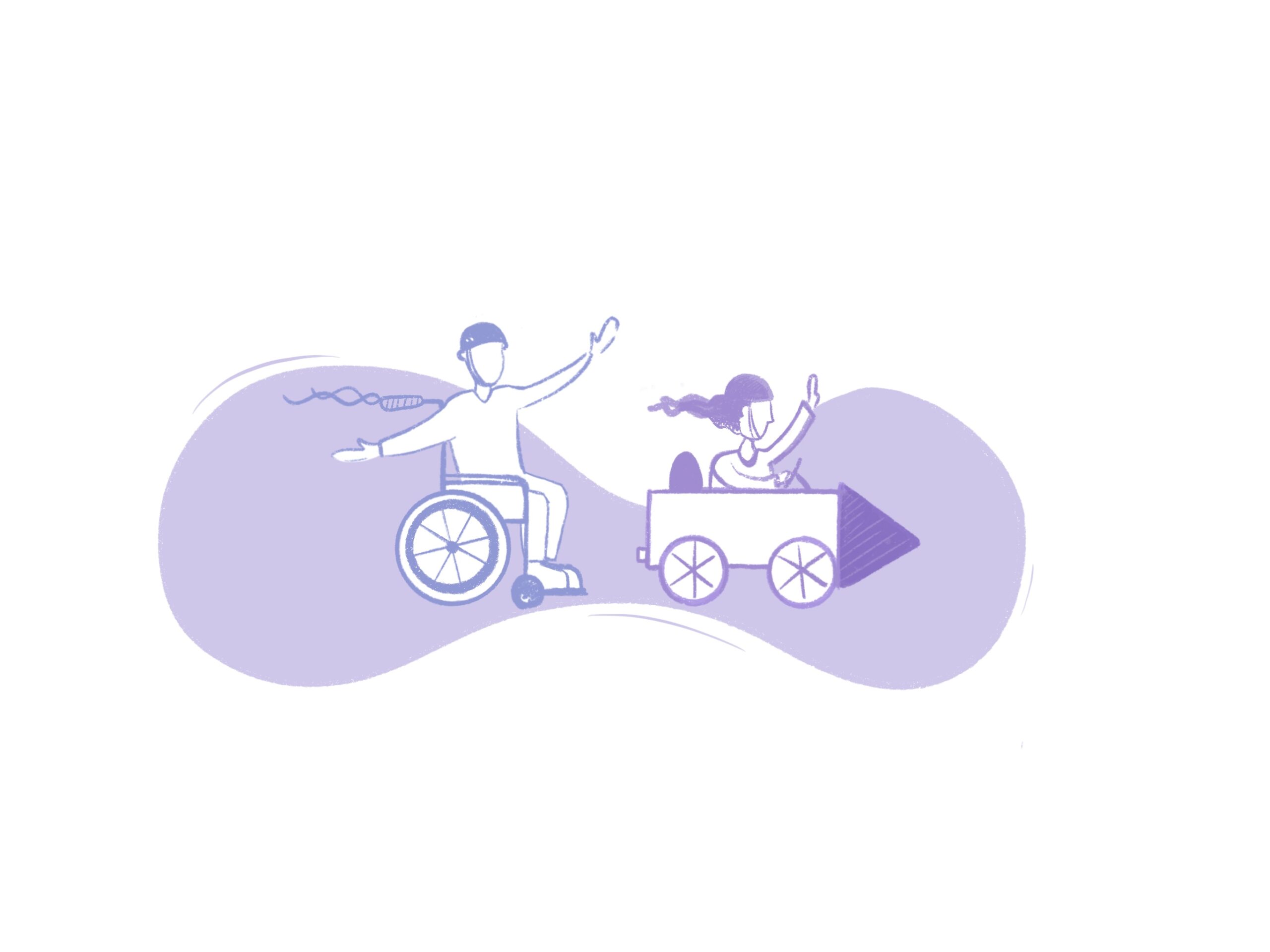 In dem Bild sind 2 Kreise.  In der Mitte liegen die Kreise ein Stück übereinander.  Im linken Kreis sind zum Beispiel:  Eine Person im Rollstuhl,  2 Hände für Gebärden-Sprache oder  Geld-Scheine.  Im rechten Kreis sind zum Beispiel:  Ein Tisch-Tennis-Schläger oder  eine Spiele-Konsole.  In dem gemeinsamen Teil von den Kreisen steht ein Pokal. 